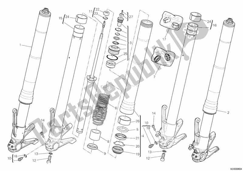 Todas las partes para Tenedor Frontal de Ducati Diavel Carbon FL Thailand 1200 2019